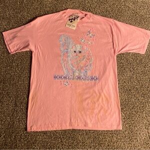 Vintage NEW 1988 Lesal West Las Vegas Puff Paint Pastel Kitty Cat Tshirt Sise XL